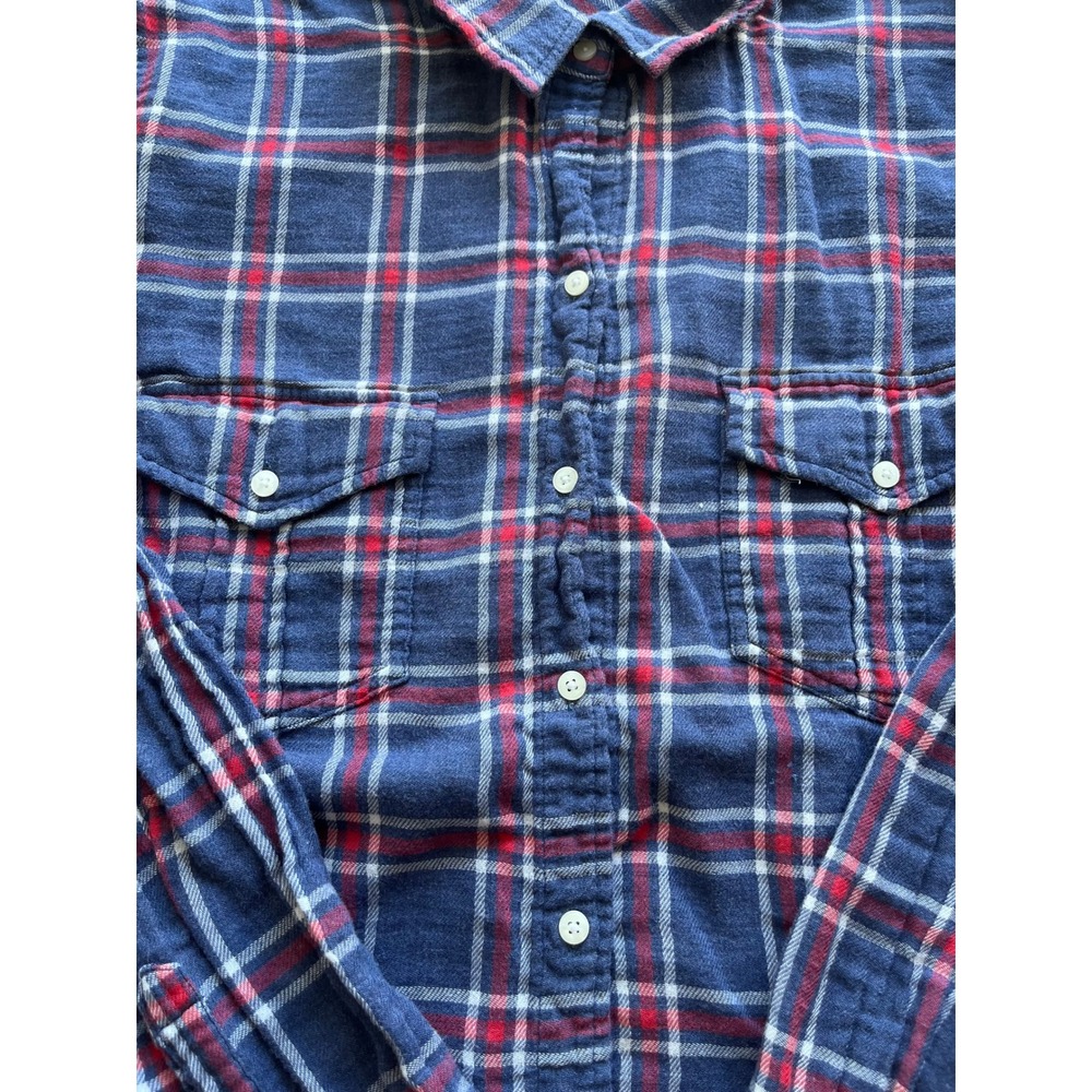 UNTUCKit Casual Western Plaid Cotton Flannel Red & Blue Button Up Blouse Sz 18 - Picture 3 of 9